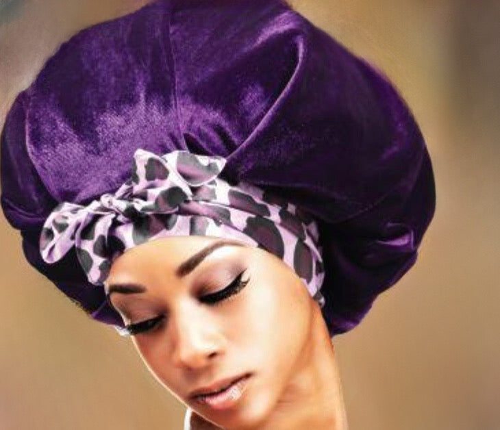 LUX SILKY VELVET WRAP TIE BONNET